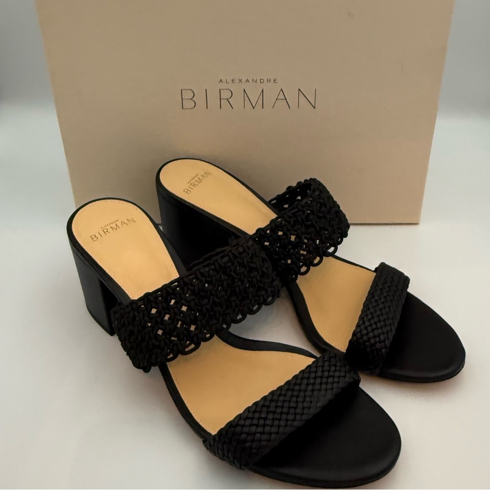 Alexandre Birman Black Woven Block Heel Sandals